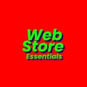 The image has a vibrant red background with the words "WebStore Premier Package" prominently displayed in green, bold, 3D-styled text. The text casts a shadow, giving it a three-dimensional effect.