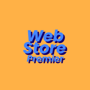 The image features the text "Web Premier Package (Copy)" in blue, set against an orange background.