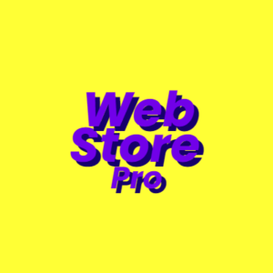 The image shows the words "WebStore Premier Package" in bold, purple 3D-styled text against a bright yellow background. The text is aligned centrally, with "WebStore" at the top and "Premier Package" smaller and beneath.