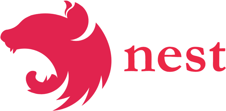 Red logo with the word "nest" in lowercase letters. To the left, there's a stylized red silhouette of a roaring lion's head with a flowing mane.