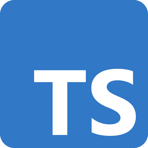 Blue square with the white uppercase letters "TS" in the center, representing the TypeScript logo.